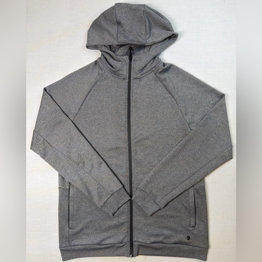 TRAJ3CTORY Gray Long Sleeve Full Zip Stretch Hoodie Side Pockets Mens Size M